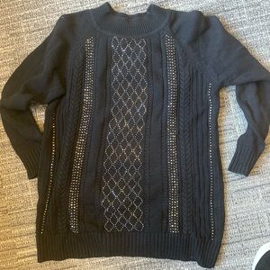 Long black studded sweater